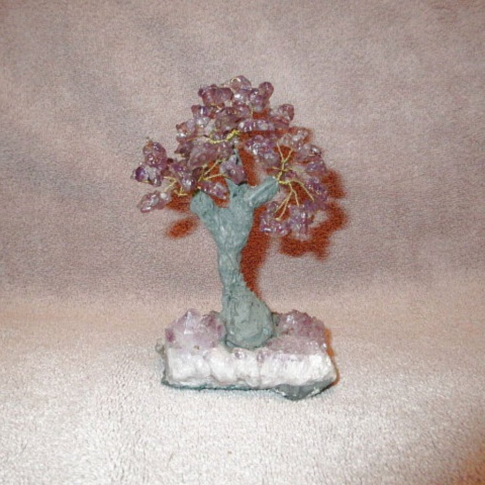 Amethyst Bonsai Tree Of Life Gemstones Crystal Base Copper Wire Metaphysical